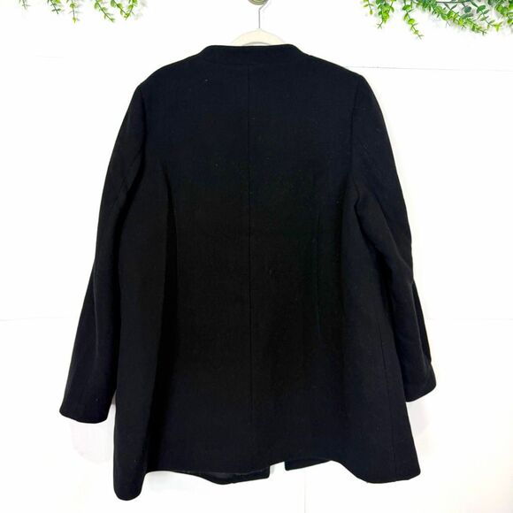 J. Crew Bow Front Coat Women’s Black Wool Button Up Long Peacoat sz 20 Jacket 2x - Picture 9 of 16